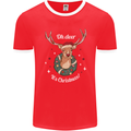 Oh Deer Its Christmas Funny Hunting Hunter Xmas Mens Ringer T-Shirt FotL Red/White