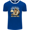 I Read Books & Know Things Bookworm Rabbit Mens Ringer T-Shirt FotL Royal Blue/White