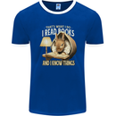 I Read Books & Know Things Bookworm Rabbit Mens Ringer T-Shirt FotL Royal Blue/White