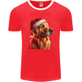 Christmas Golden Retriever Dog Xmas Mens Ringer T-Shirt FotL Red/White