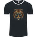 A Tribal Tiger Head Fantasy Mens Ringer T-Shirt FotL Black/White