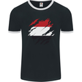 Torn Yemen Flag Yemeni Day Football Mens Ringer T-Shirt FotL Black/White