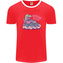 Crushing Eggs Easter T-Rex Dinosaur Monster Truck Mens Ringer T-Shirt FotL Red/White