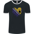 Love Bosnia and Herzegovina Flag Day Football Mens Ringer T-Shirt FotL Black/White