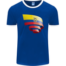 Curled Ecuador Flag Ecuadorian Day Football Mens Ringer T-Shirt FotL Royal Blue/White
