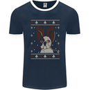 A Funny Christmas Pug Mens Ringer T-Shirt FotL Navy Blue/White
