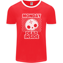 Monday Dead Inside Work Skull Mens Ringer T-Shirt FotL Red/White