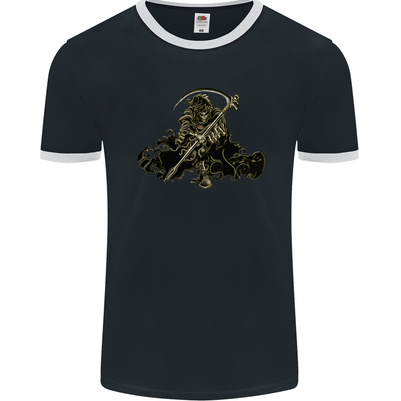 The Grim Reaper With His Sickle Mens Ringer T-Shirt FotL Black/White