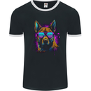 Retrowave German Shepherd Dog Mens Ringer T-Shirt FotL Black/White