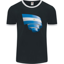 Curled Nicaragua Flag Nicaraguan Day Football Mens Ringer T-Shirt FotL Black/White