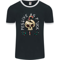 Christmas Festive as F#ck Offensive Bah Humbug Mens Ringer T-Shirt FotL Black/White
