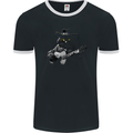 Country & Western  Music Cat Acoustic Guitar Mens Ringer T-Shirt FotL Black/White