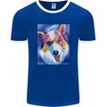 Abstract Australian Shepherd Dog Mens Ringer T-Shirt FotL Royal Blue/White