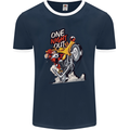 Biker Santa One Night Out Christmas Motorcycle Mens Ringer T-Shirt FotL Navy Blue/White