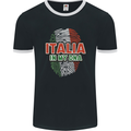 Italia in My DNA Italy Flag Football Rugby Mens Ringer T-Shirt FotL Black/White