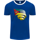 Curled Mozambique Flag Mozambican Day Football Mens Ringer T-Shirt FotL Royal Blue/White