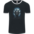 Death Tree Scary Skull and Moon Mens Ringer T-Shirt FotL Black/White