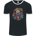 Horror Clown Halloween Satan Evil Skull Demon Mens Ringer T-Shirt FotL Black/White
