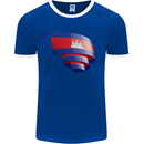 Curled Cambodia Flag Cambodian Day Football Mens Ringer T-Shirt FotL Royal Blue/White