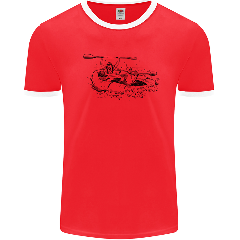 Dinghy Rapids White Water Rafting Whitewater Mens Ringer T-Shirt Red/White