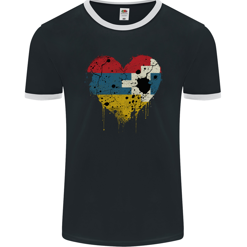 Love Flag Nagorno Karabakh Football Mens Ringer T-Shirt FotL Black/White