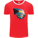 Curled Bahamas Flag Bahamians Day Football Mens Ringer T-Shirt FotL Red/White