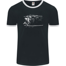 Samurai Sword Silhouette Mens Ringer T-Shirt FotL Black/White