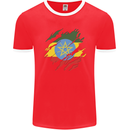 Torn Ethiopia Flag Ethiopian Day Football Mens Ringer T-Shirt FotL Red/White