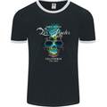 Los Angeles Surf Skull Surfing Mens Ringer T-Shirt FotL Black/White