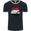 Torn Iraq Flag Iraqi Day Football Mens Ringer T-Shirt FotL Black/White