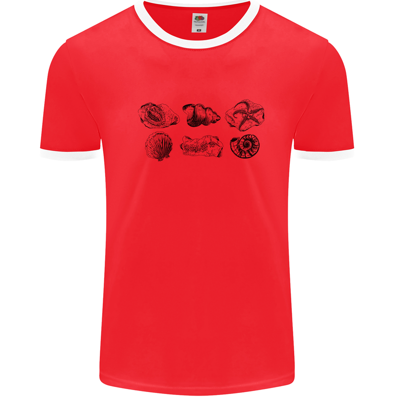 Fossil Set Palaeontologist Palaeontology Mens Ringer T-Shirt Red/White