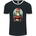 Christmas Frog Toadstool Xmas Mycology Foraging Mens Ringer T-Shirt FotL Black/White