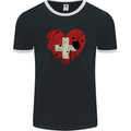 Love Switzerland Flag Swiss Day Football Mens Ringer T-Shirt FotL Black/White