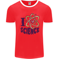 I Love Science Physics Chemistry Biology Geek Mens Ringer T-Shirt Red/White