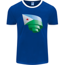 Curled Djibouti Flag Djiboutians Day Football Mens Ringer T-Shirt FotL Royal Blue/White