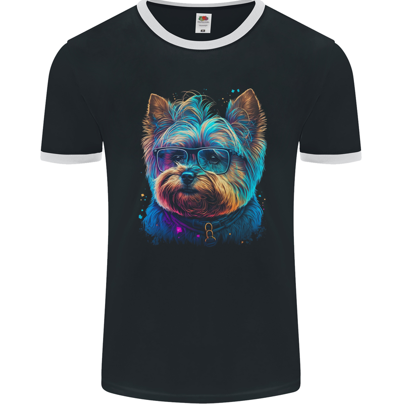 A Cool Yorkie Yorkshire Terrier Male Dog Mens Ringer T-Shirt FotL Black/White