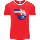 Curled Dominican Republic Flag Dominicanos Day Mens Ringer T-Shirt FotL Red/White