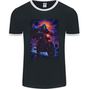 Skull Biker Motorcycle Motorbike Grim Reaper 16 Mens Ringer T-Shirt FotL Black/White