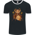 A Cat Drummer Drumming Mens Ringer T-Shirt FotL Black/White