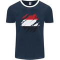 Torn Yemen Flag Yemeni Day Football Mens Ringer T-Shirt FotL Navy Blue/White