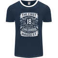 First 18 Years of Childhood Funny 18th Birthday Mens Ringer T-Shirt FotL Navy Blue/White