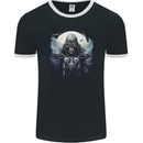 Skull Biker Motorcycle Motorbike Grim Reaper 22 Mens Ringer T-Shirt FotL Black/White