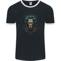Devil Lion Skull Fantasy Demon Mens Ringer T-Shirt FotL Black/White