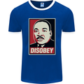 Disobey Martin Luther King Black Lives Matter Mens Ringer T-Shirt FotL Royal Blue/White