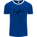 Lizard ECG Gekko Pulse Bearded Dragon Mens Ringer T-Shirt Royal Blue/White