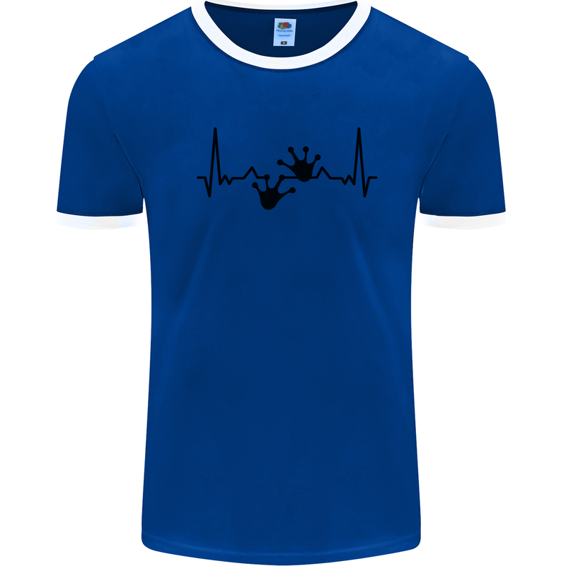 Lizard ECG Gekko Pulse Bearded Dragon Mens Ringer T-Shirt Royal Blue/White