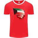 Curled Kuwait Flag Kuwaiti Day Football Mens Ringer T-Shirt FotL Red/White