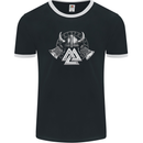 Viking Valknut Helmet Text and Axes Gym Mens Ringer T-Shirt FotL Black/White