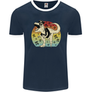 Pirate Pi T-Rex Funny Dinosaur Maths Mens Ringer T-Shirt FotL Navy Blue/White