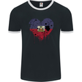 Love Haiti Flag Haitian Day Football Mens Ringer T-Shirt FotL Black/White